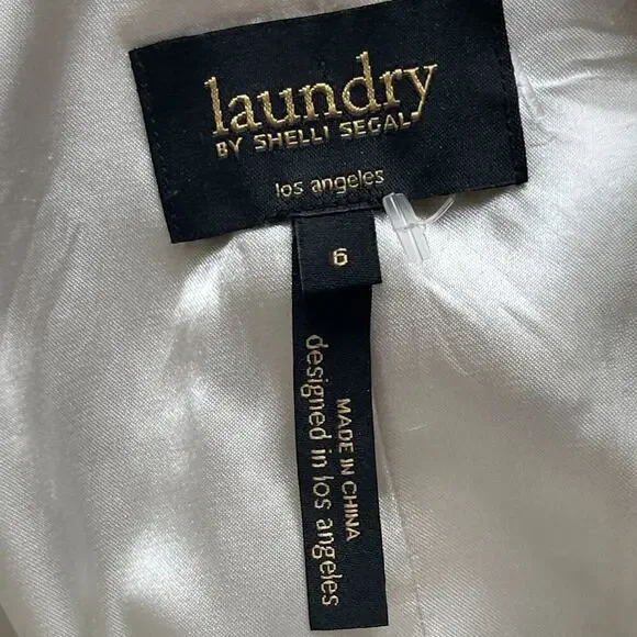 Laundry by Shelli Segal Butterfly Silk Maxi Dress Size 6 Strapless Black White - Picture 6 of 8